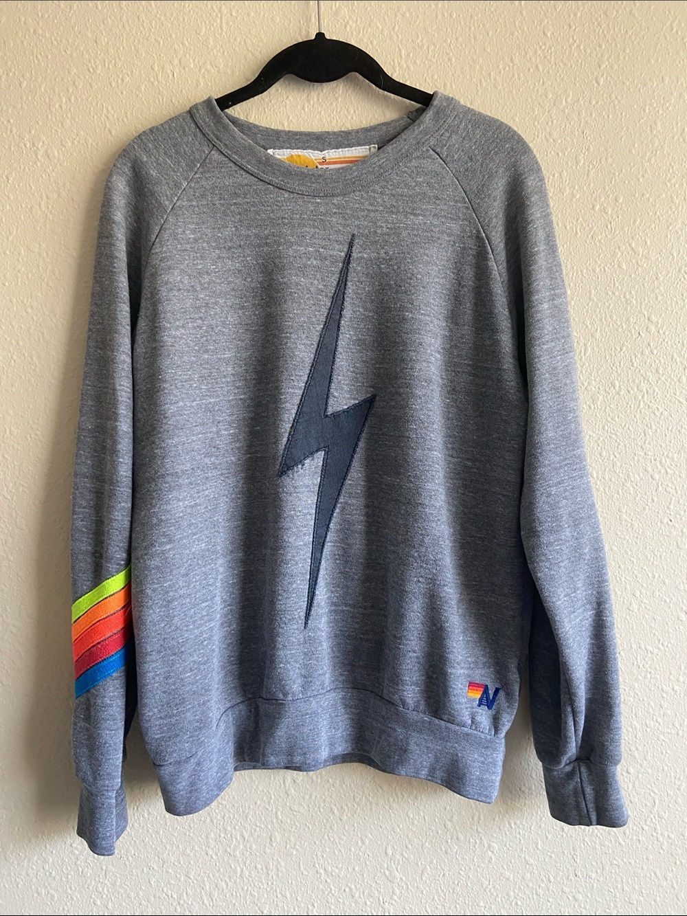 Aviator Nation neon stripe bolt sweatshirt small
